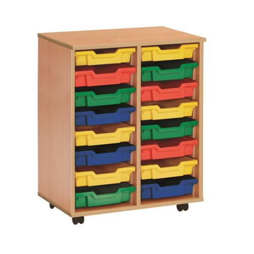 Metalliform Mobile Wooden Storage Tray Racks