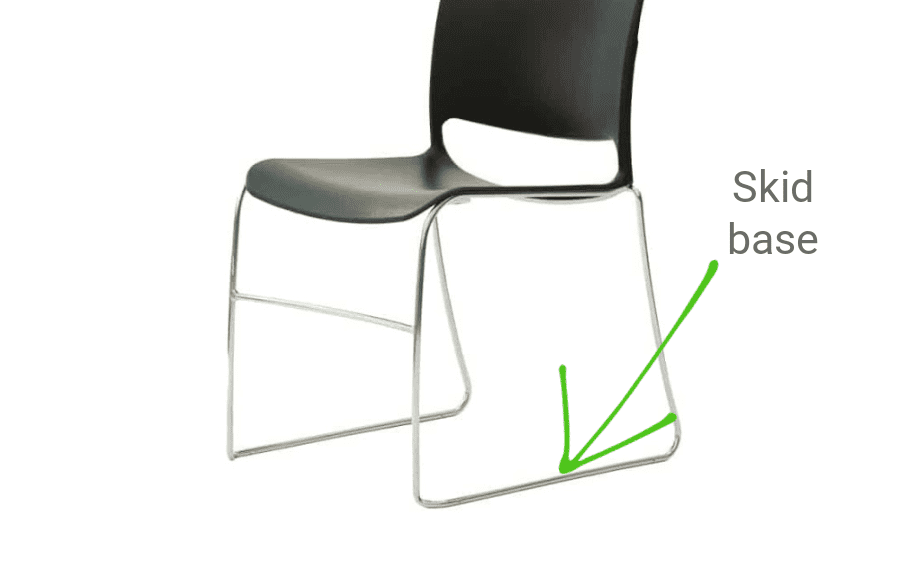 Many high-density stacking chairs feature a skid base design