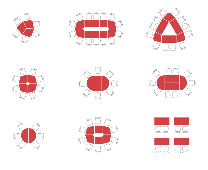 Kite folding table layout options